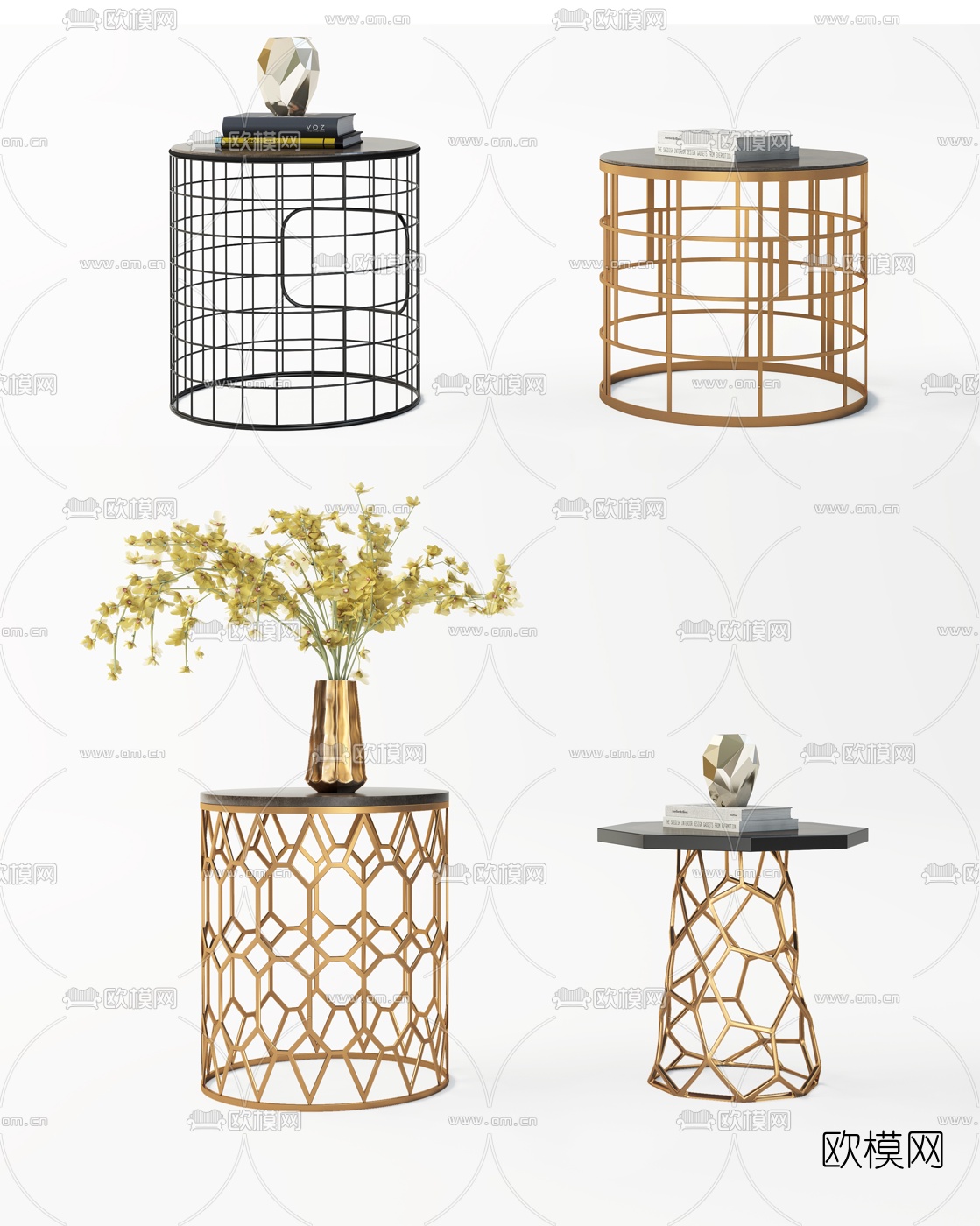 现代铁艺圆几3d模型下载