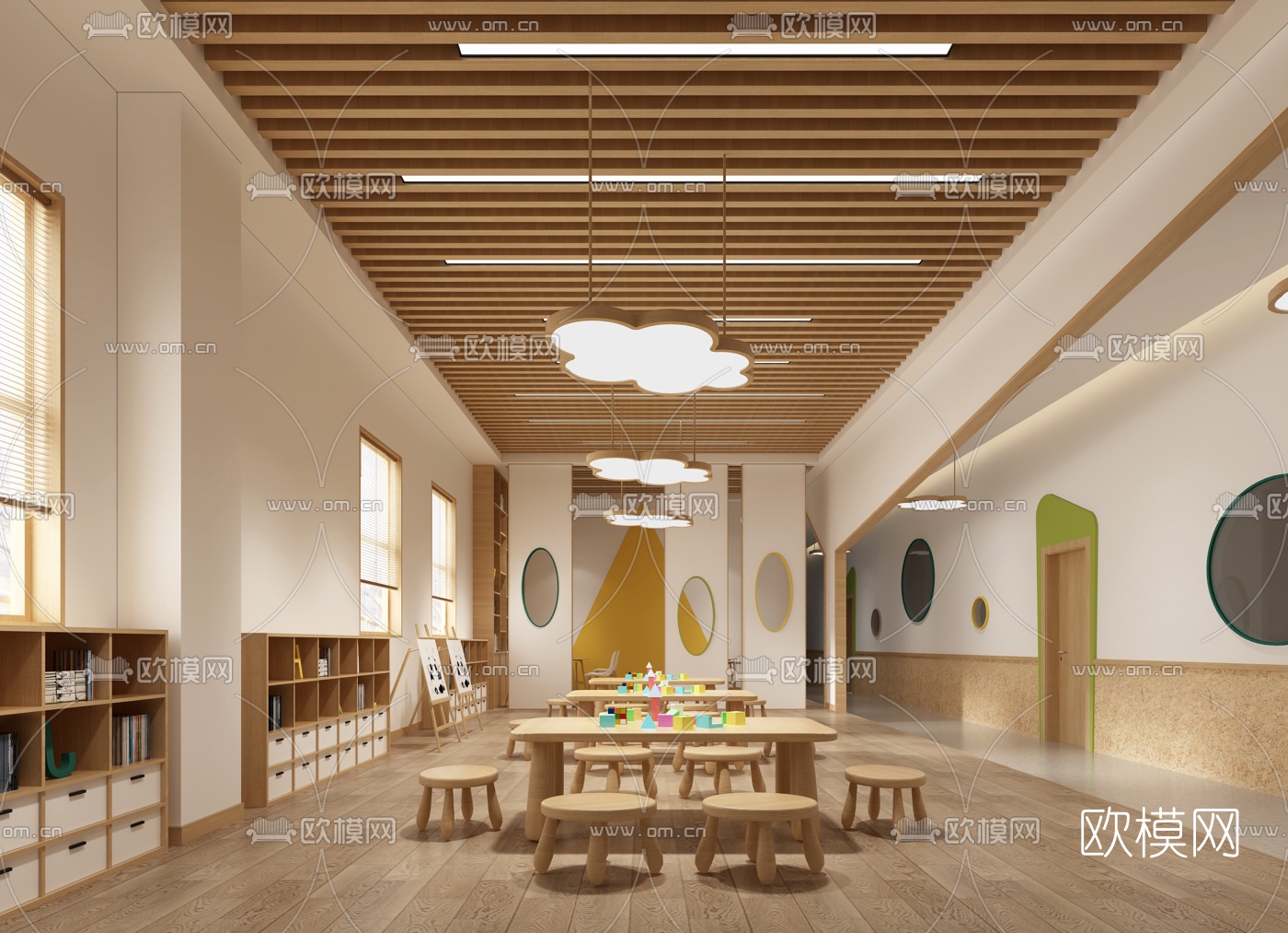 现代幼儿园美术室3d模型下载（渲染图1）