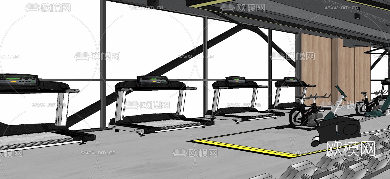 工业风健身房su模型下载（渲染图2）