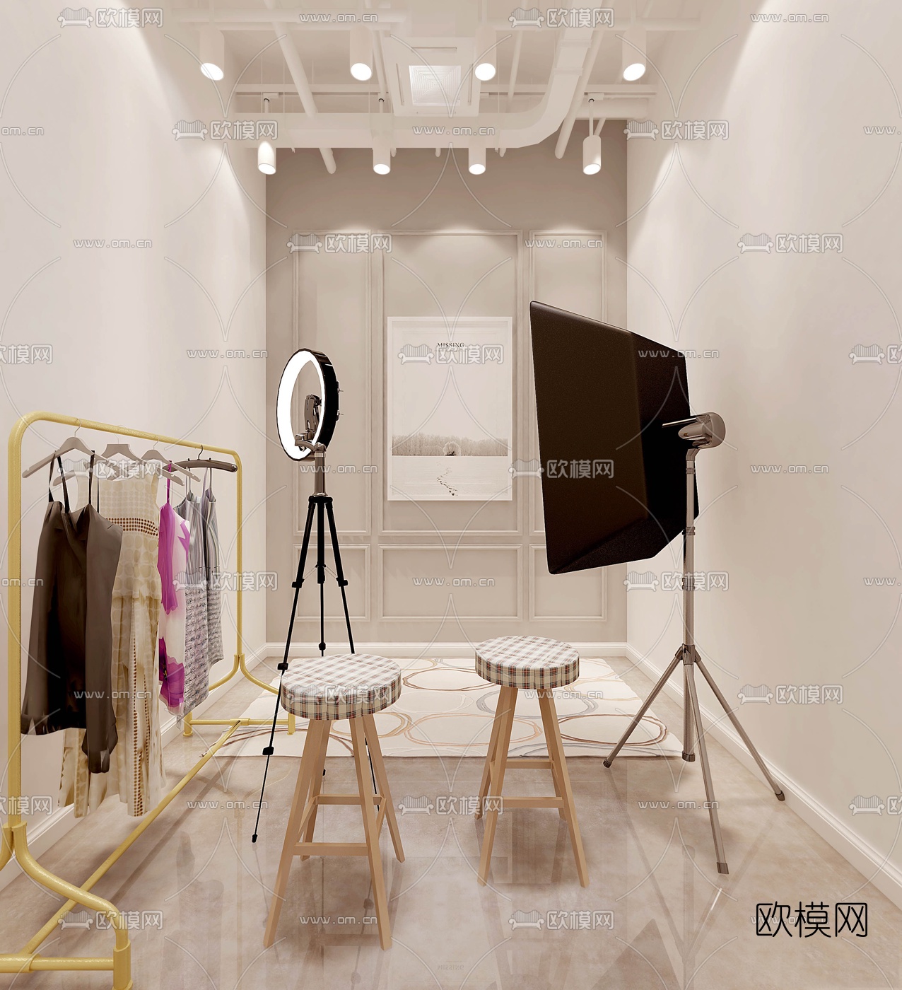 现代直播间免费3d模型下载