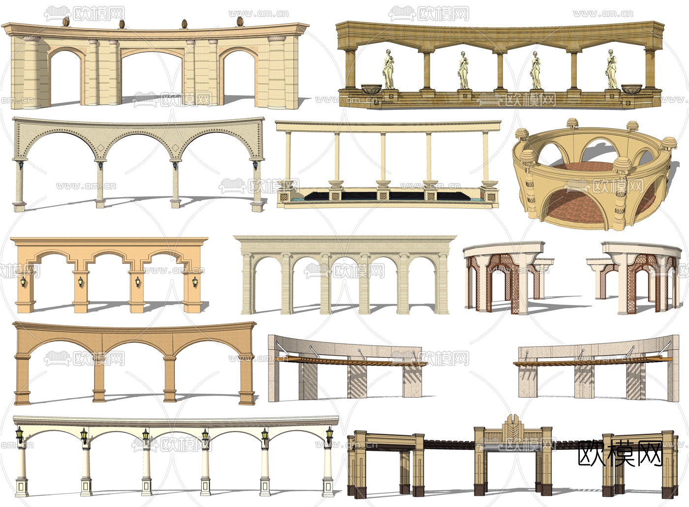 欧式拱门大门su模型下载