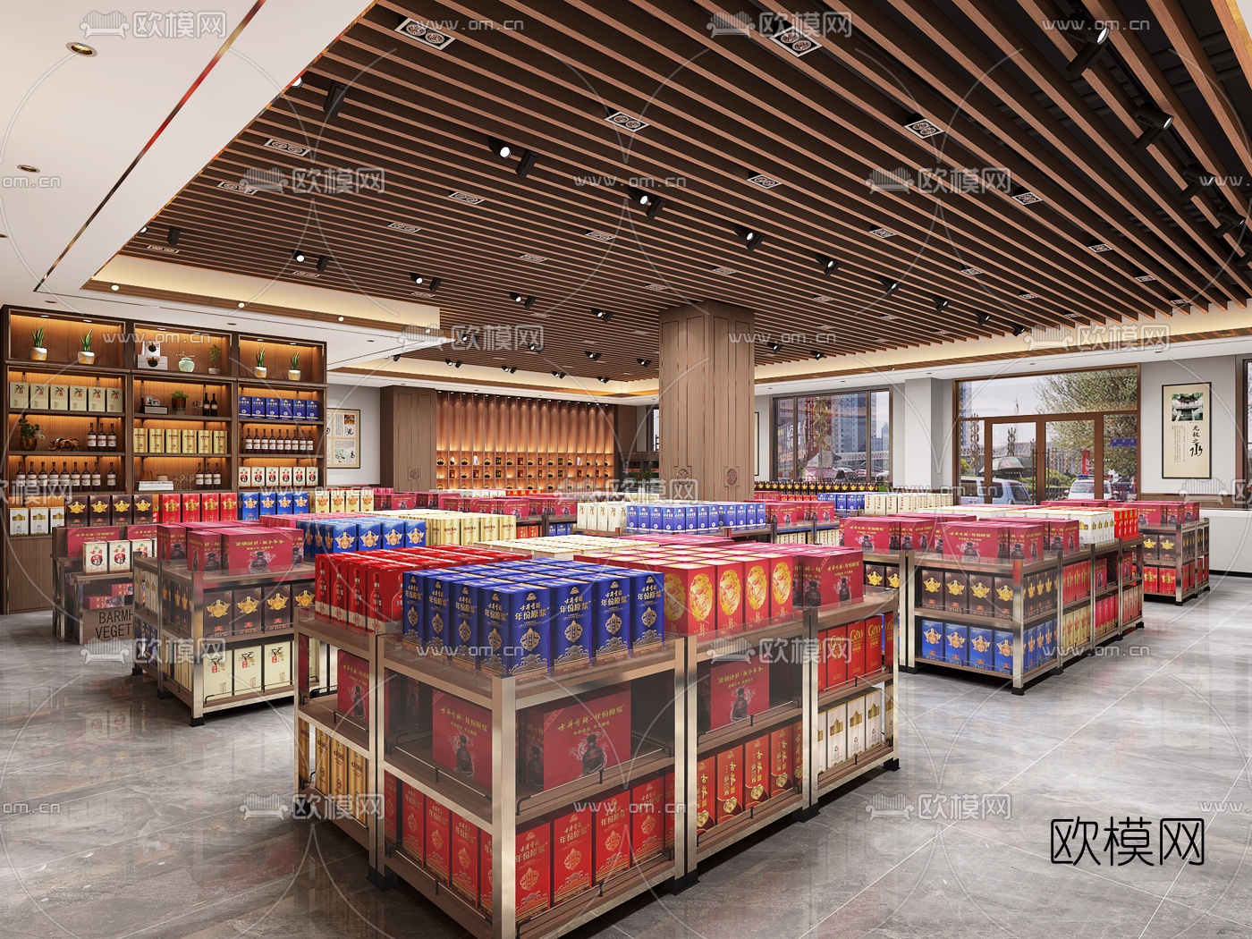 新中式烟酒店3d模型下载（渲染图3）