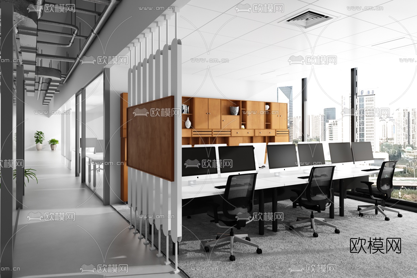 Roy David设计 现代办公室走廊过道3d模型