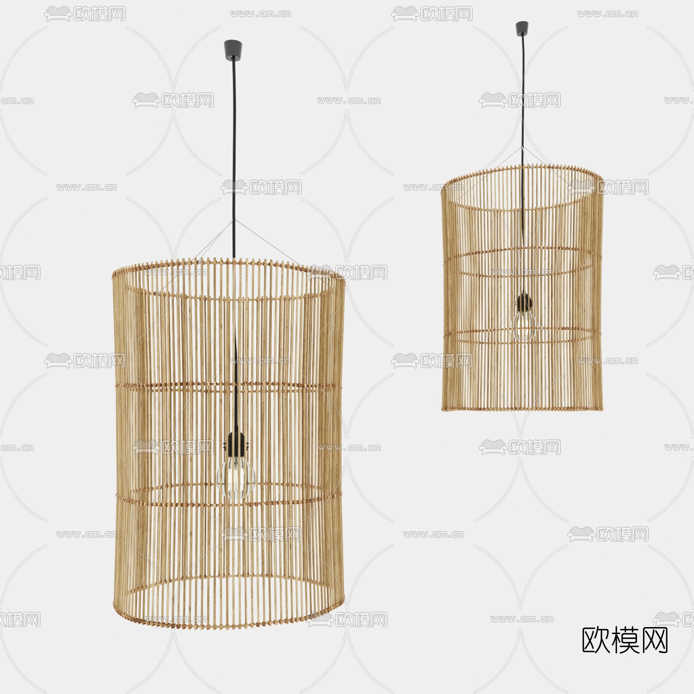 东南亚竹编吊灯3d模型下载