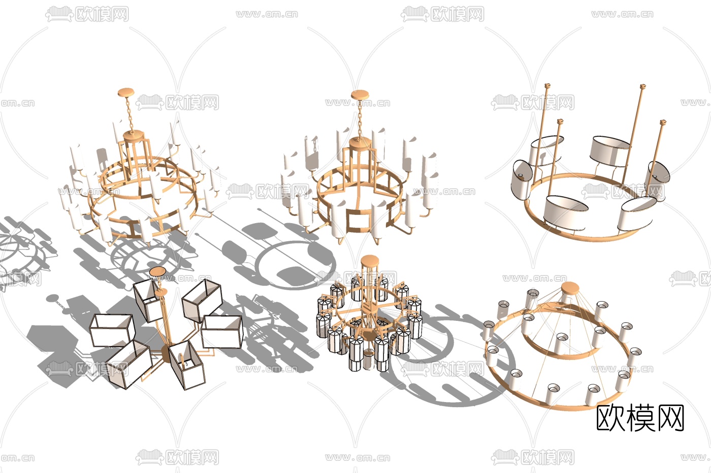 现代轻奢多头吊灯免费su模型下载