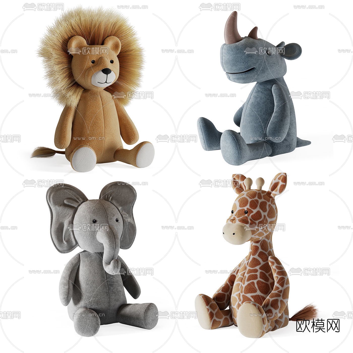 现代儿童动物布偶玩具3d模型下载（渲染图1）