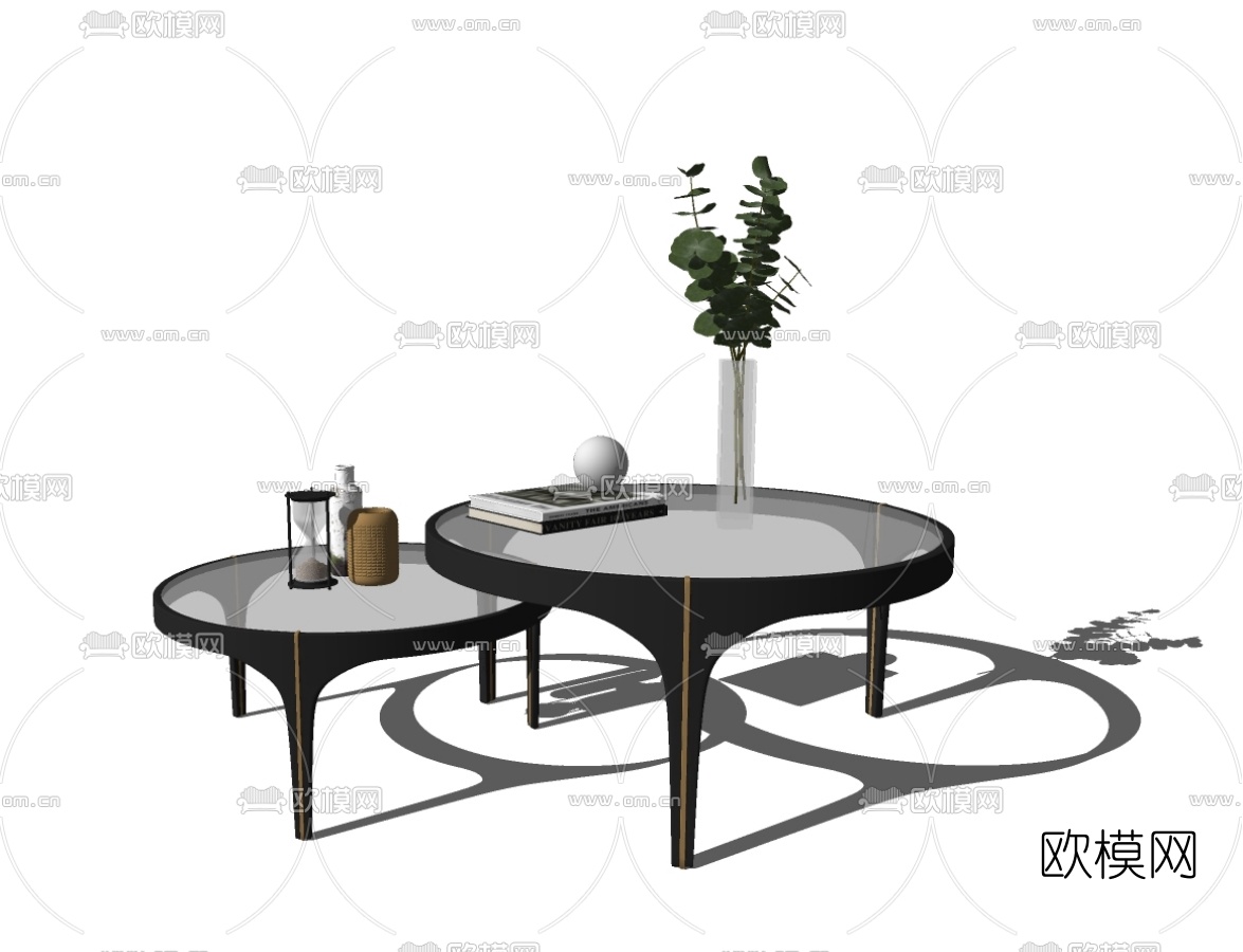 现代轻奢组合茶几su模型下载
