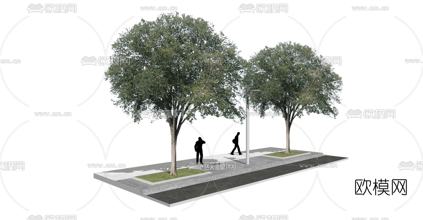 现代人行道花坛su模型下载（渲染图4）