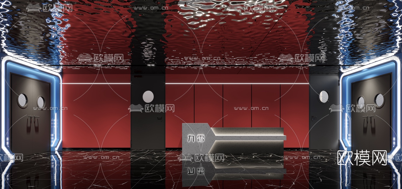 后现代办公前台接待台3d模型
