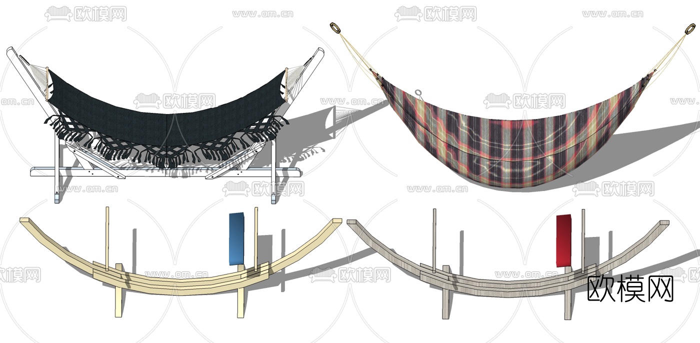 现代吊床su模型下载