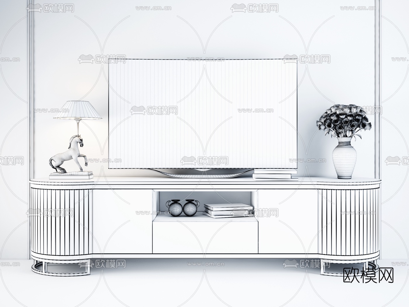 现代金属电视柜3d模型