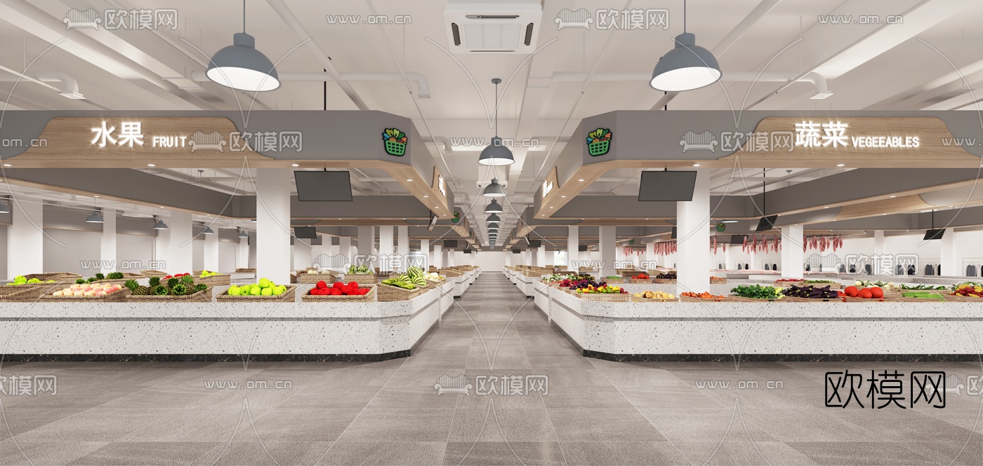 现代水果蔬菜超市3d模型