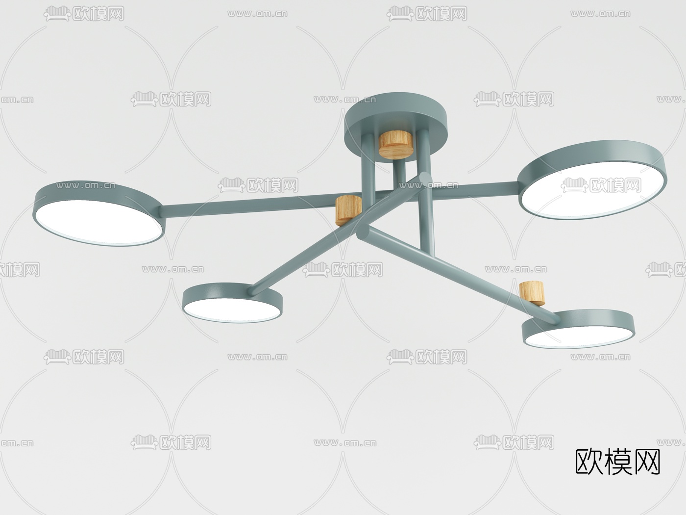 北欧多头吸顶灯3d模型下载（渲染图2）