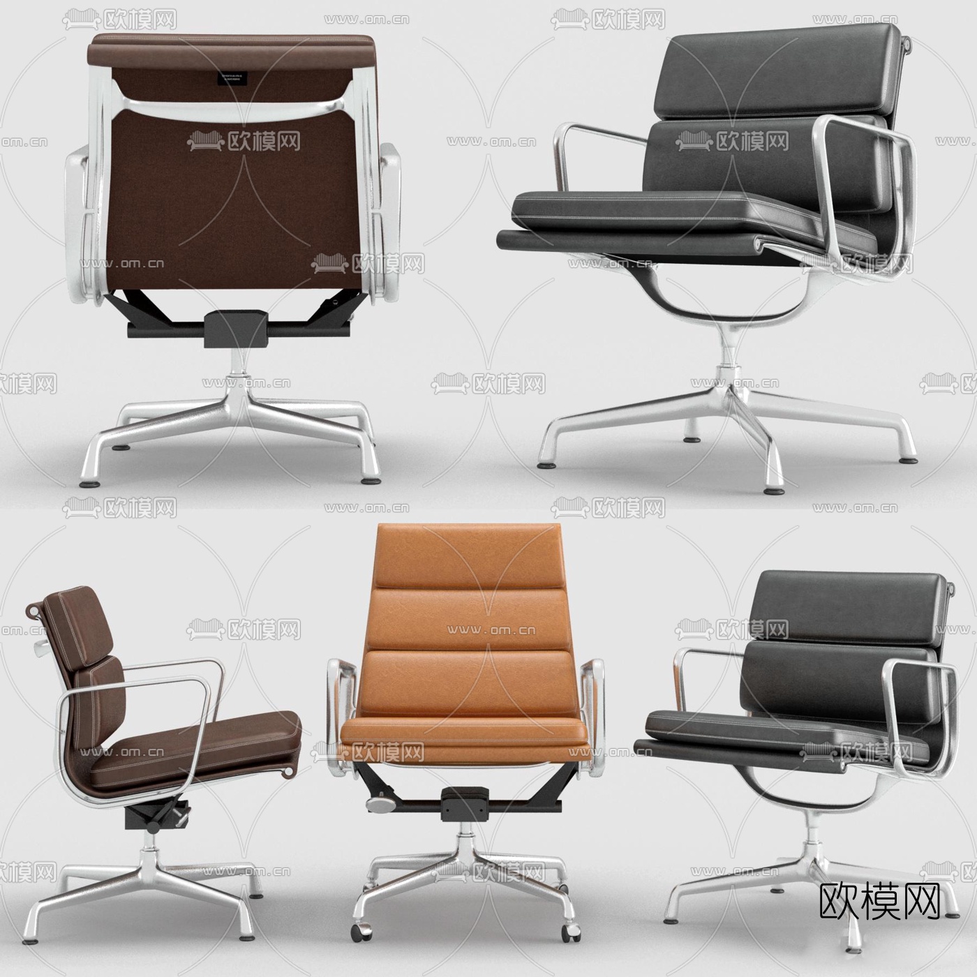 现代皮革办公椅3d模型下载