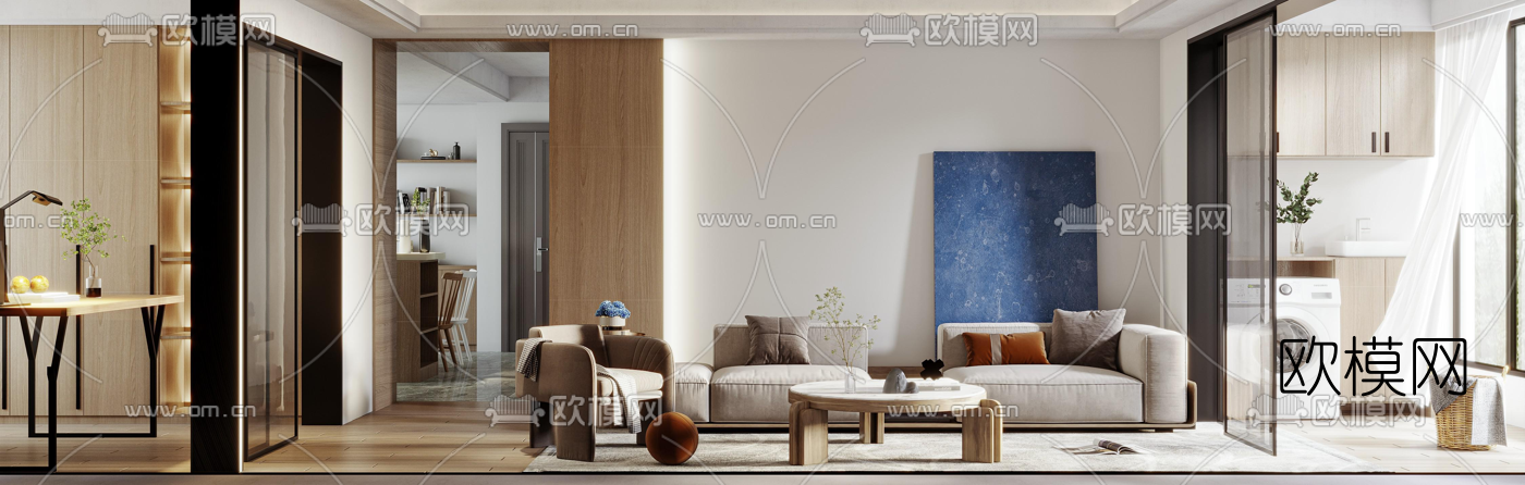 北欧客厅餐厅3d模型下载（渲染图5）