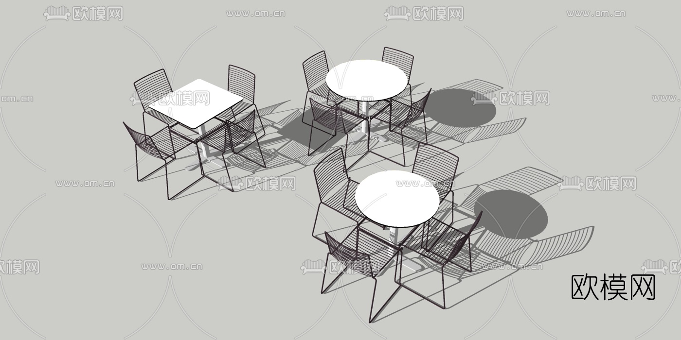 现代户外休闲桌椅su模型下载（渲染图1）