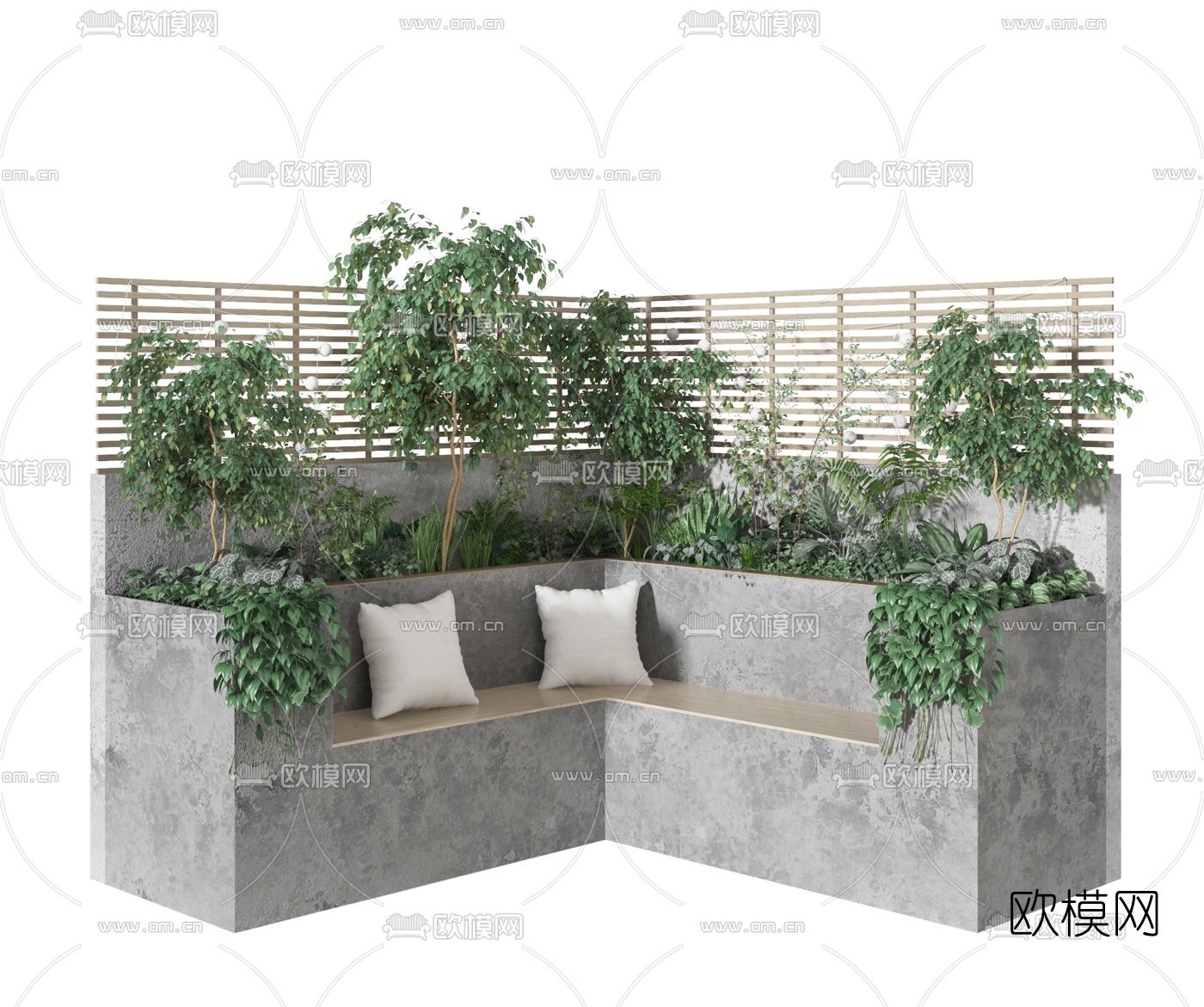 现代户外椅绿植花坛3d模型