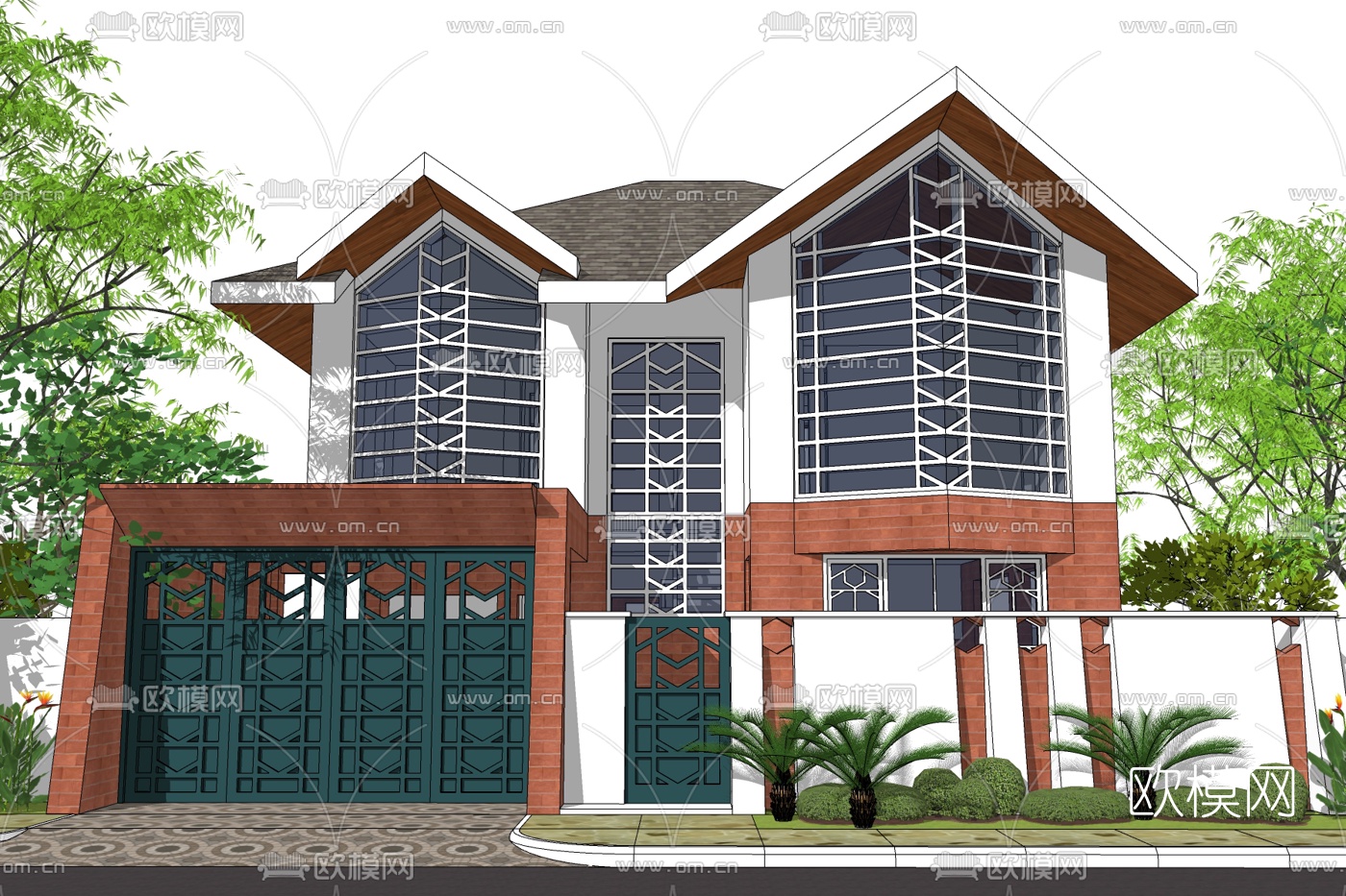 欧式独栋别墅免费su模型下载