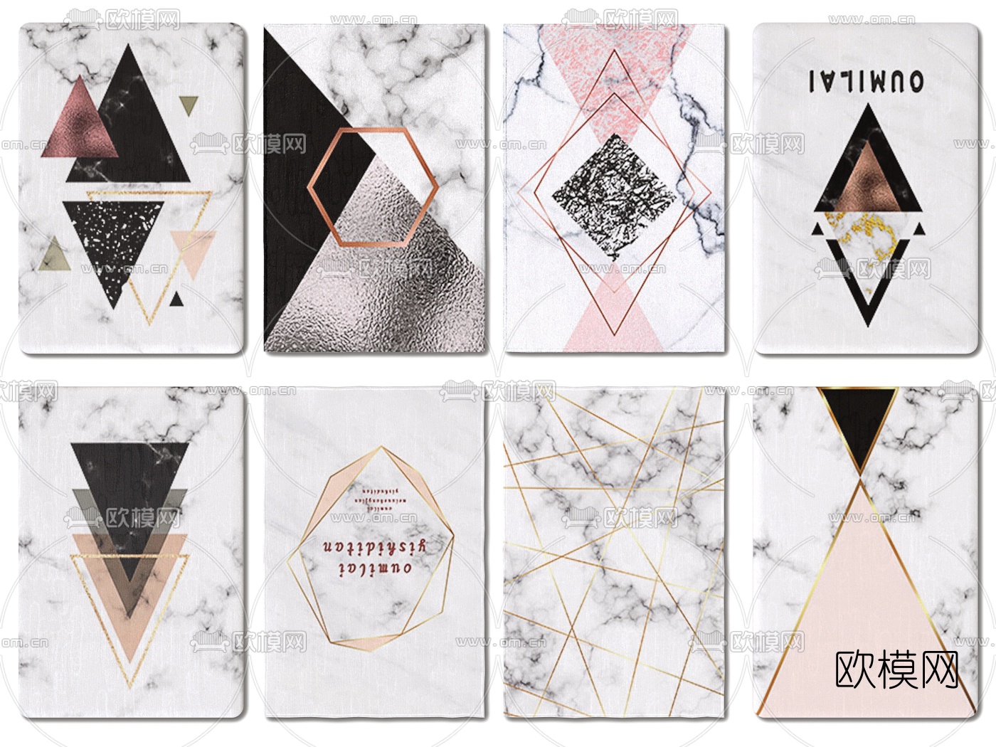 现代几何布艺地毯3d模型下载