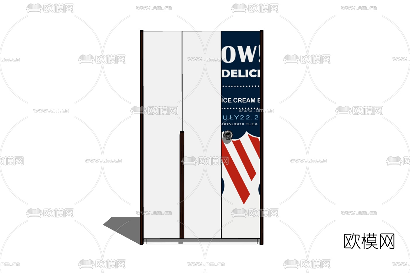 现代实木衣柜免费su模型下载