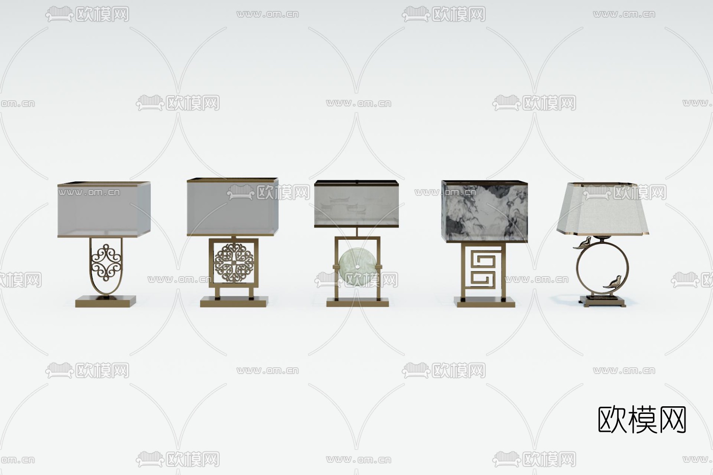 新中式台灯su模型下载（渲染图1）