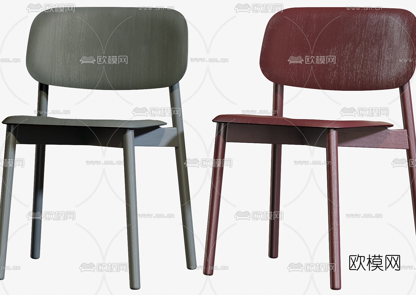 北欧休闲椅餐椅单椅3d模型下载（渲染图4）