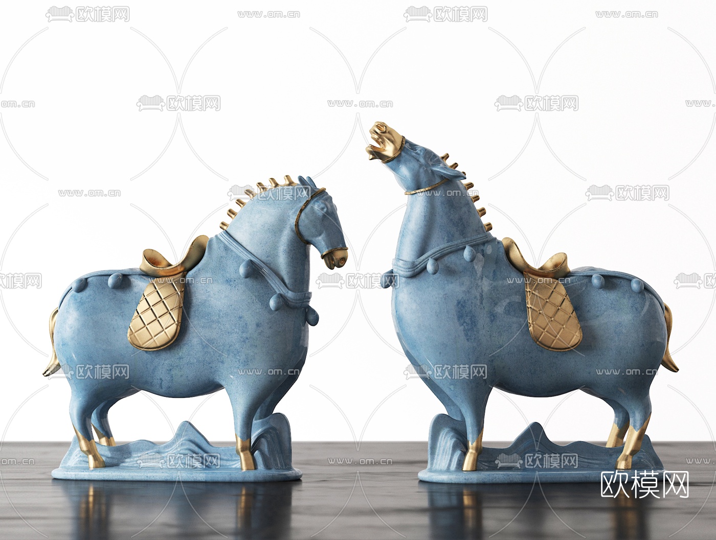 新中式骏马雕塑摆件3d模型