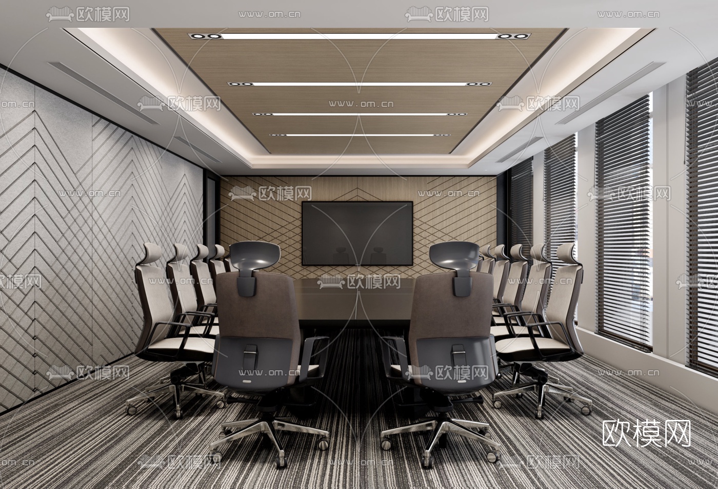 现代会议室su模型