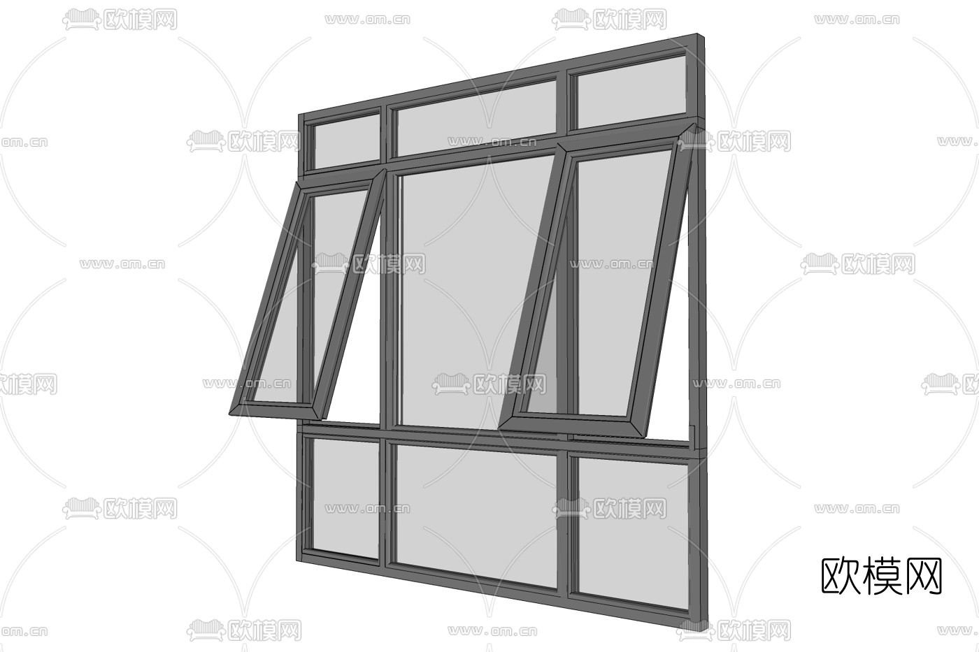 现代推拉窗免费su模型下载