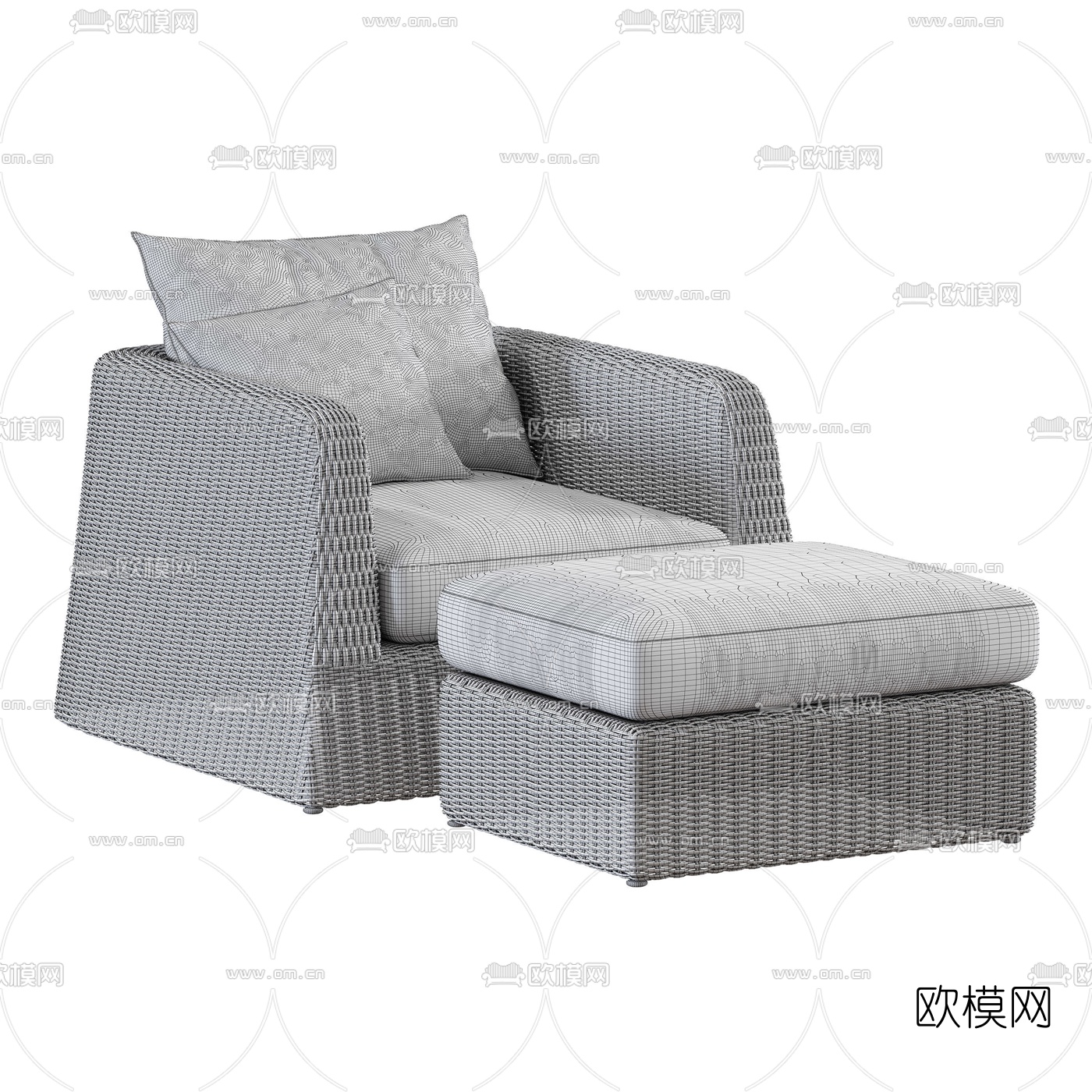 现代藤编户外休闲沙发3d模型