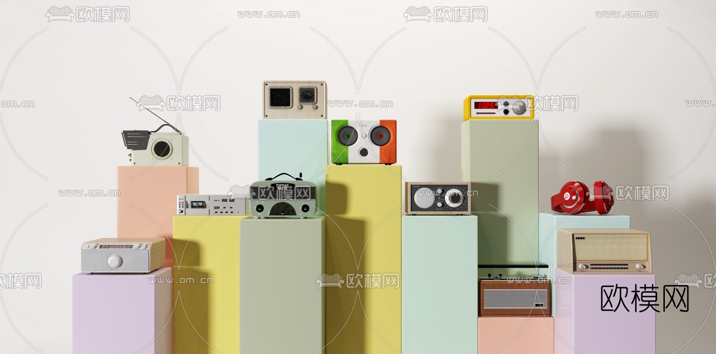 现代复古收音机音响3d模型