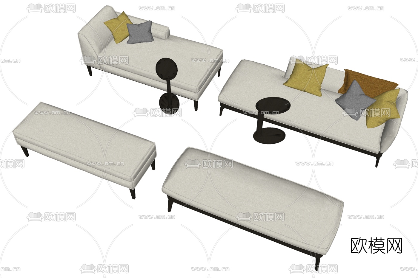 现代布艺贵妃椅su模型下载