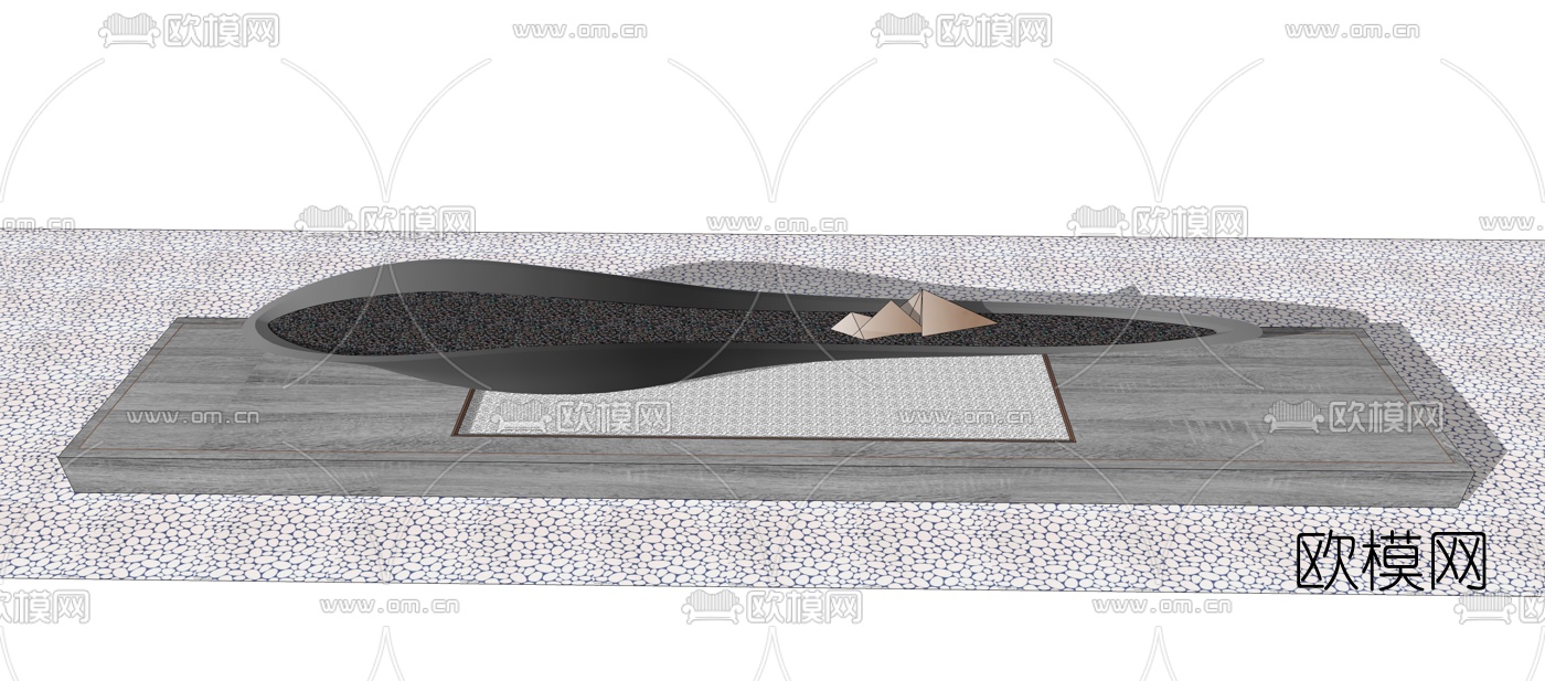 现代山形异形水景雕塑小品su模型