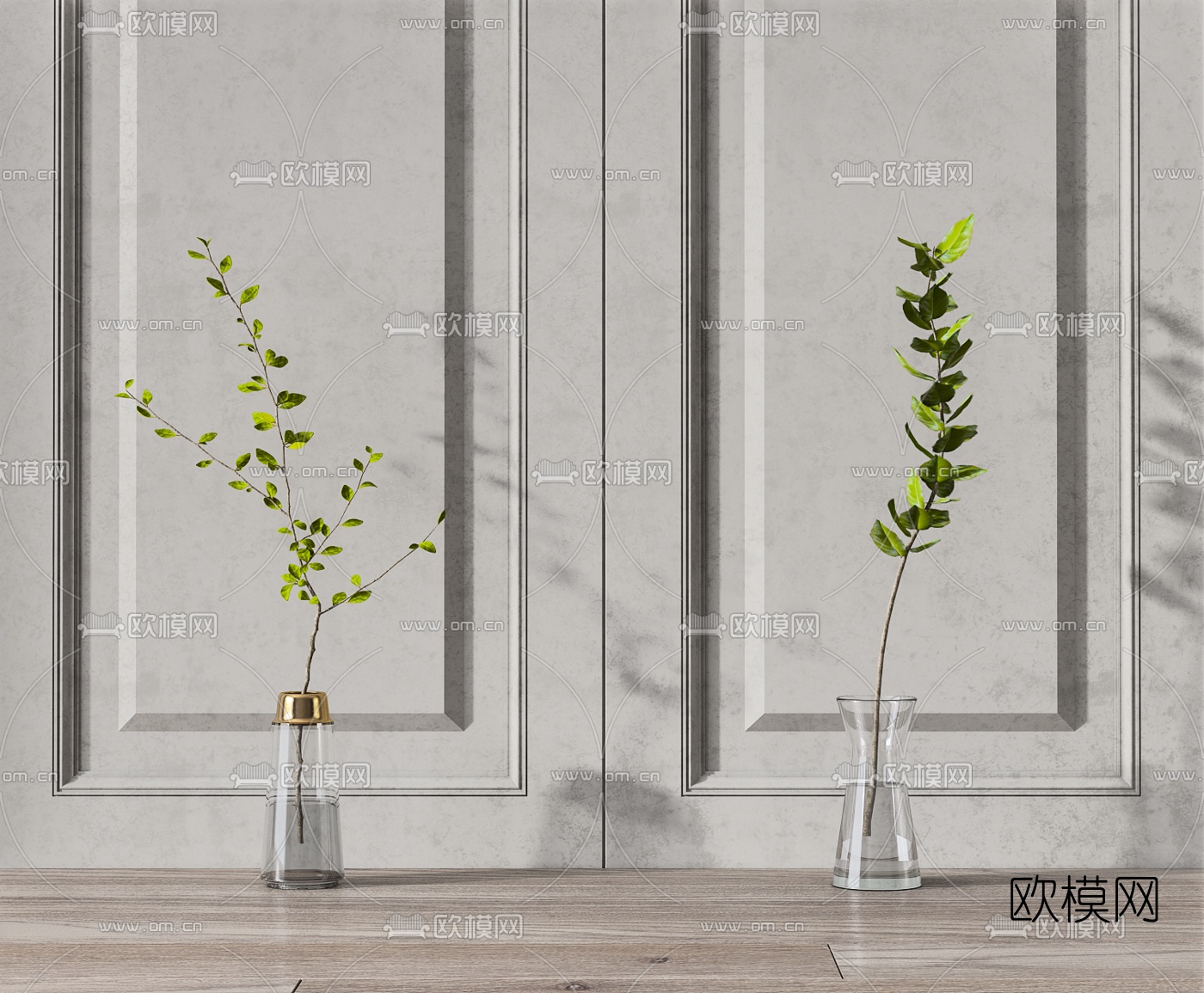 现代水生绿植花瓶3d模型