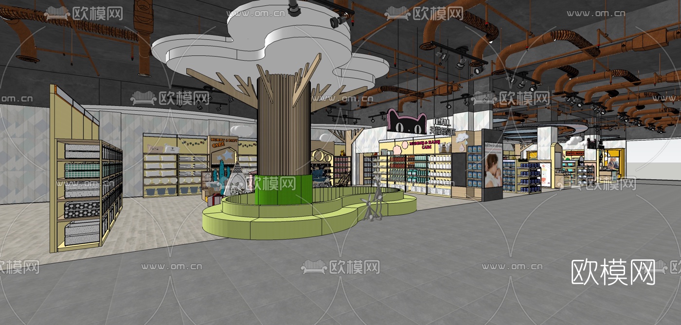 现代超市母婴区su模型下载（渲染图2）