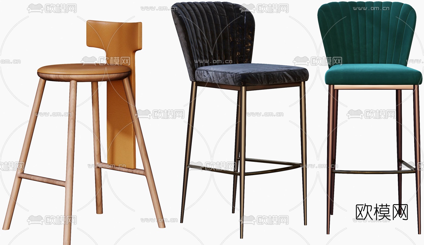 现代简约吧台椅3d模型下载（渲染图9）