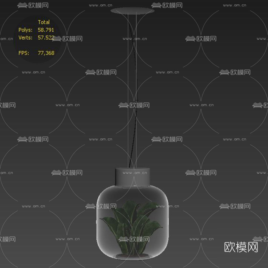 北欧玻璃植物装饰吊灯3d模型下载（渲染图3）