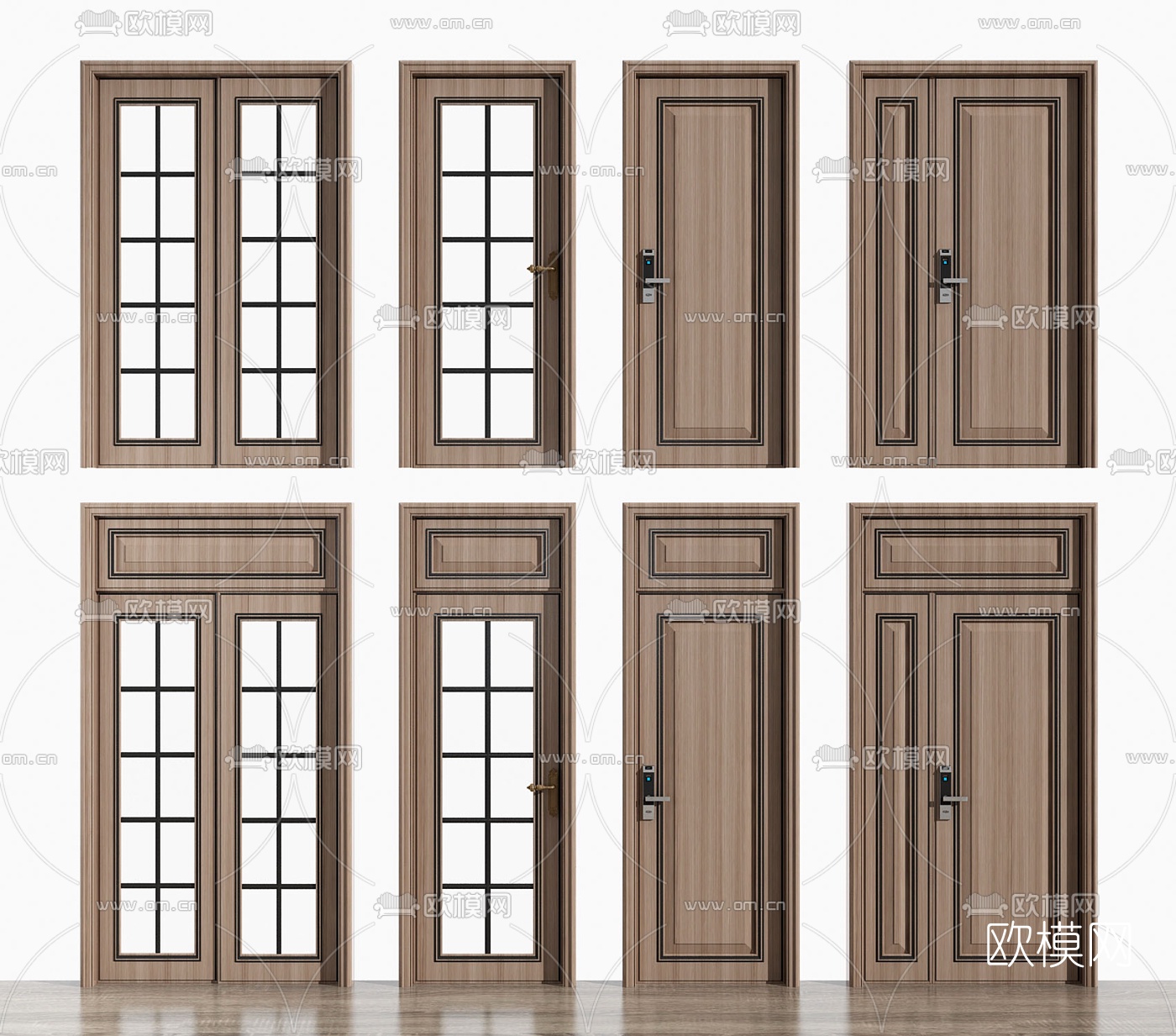 简欧子母门平开门3d模型下载
