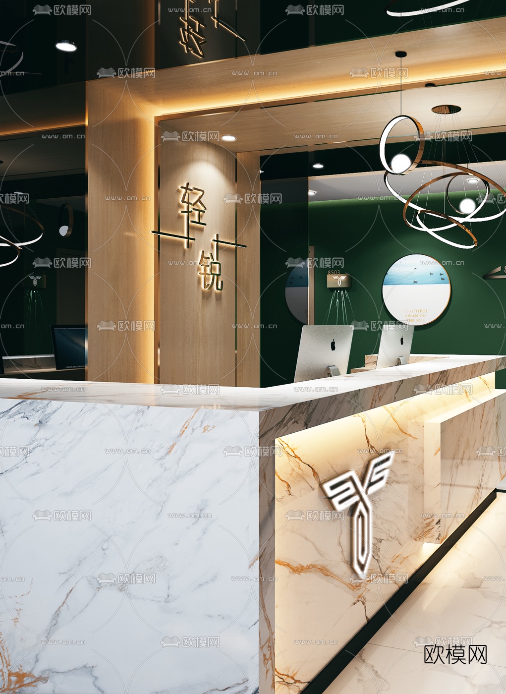 现代快捷酒店接待前台3d模型