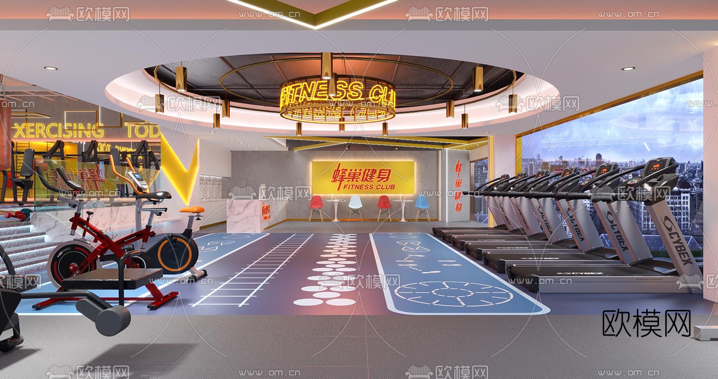 工业风健身房3d模型
