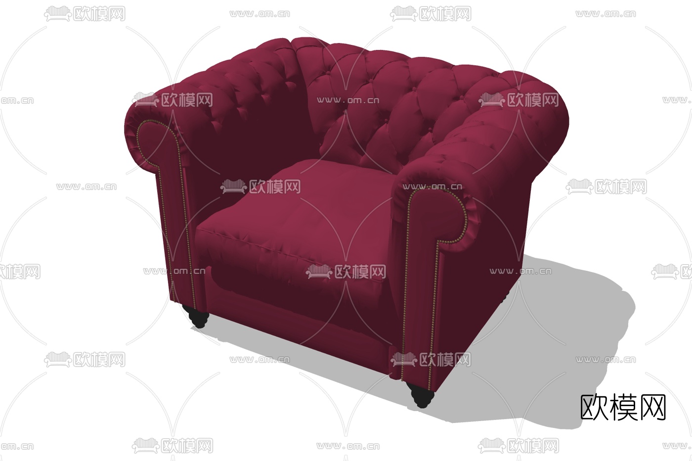 欧式布艺单人沙发su模型下载