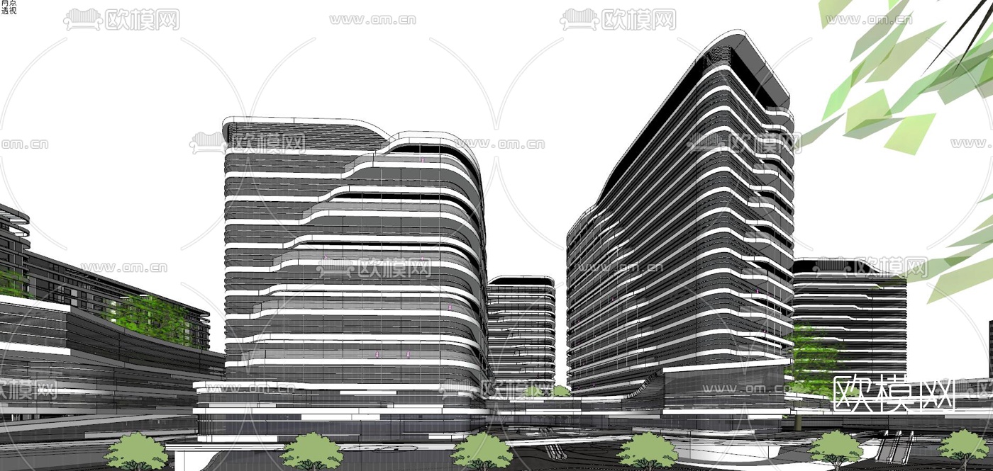 现代办公园区鸟瞰su模型下载（渲染图7）