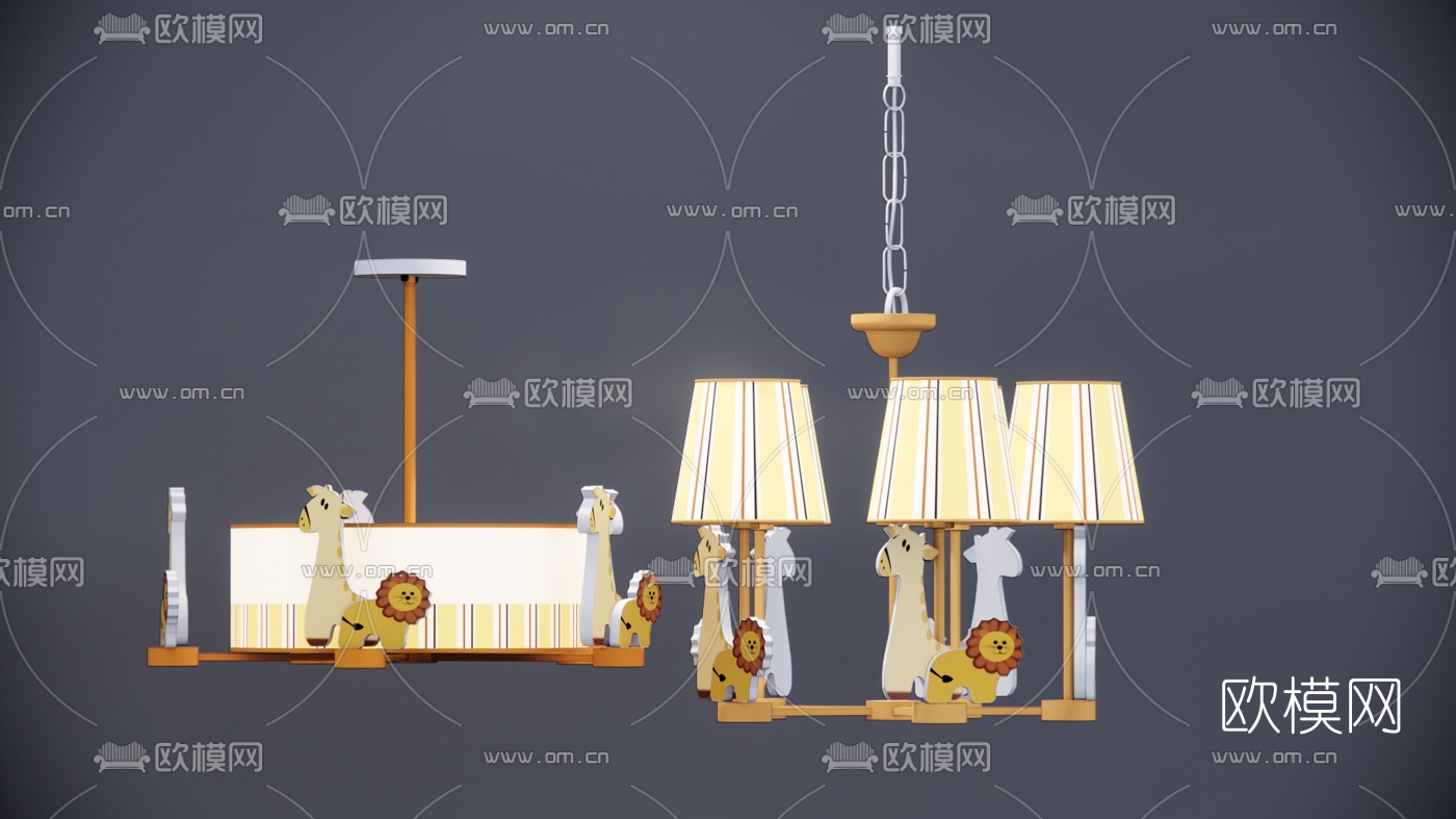 现代儿童卡通灯具吊顶su模型下载（渲染图1）