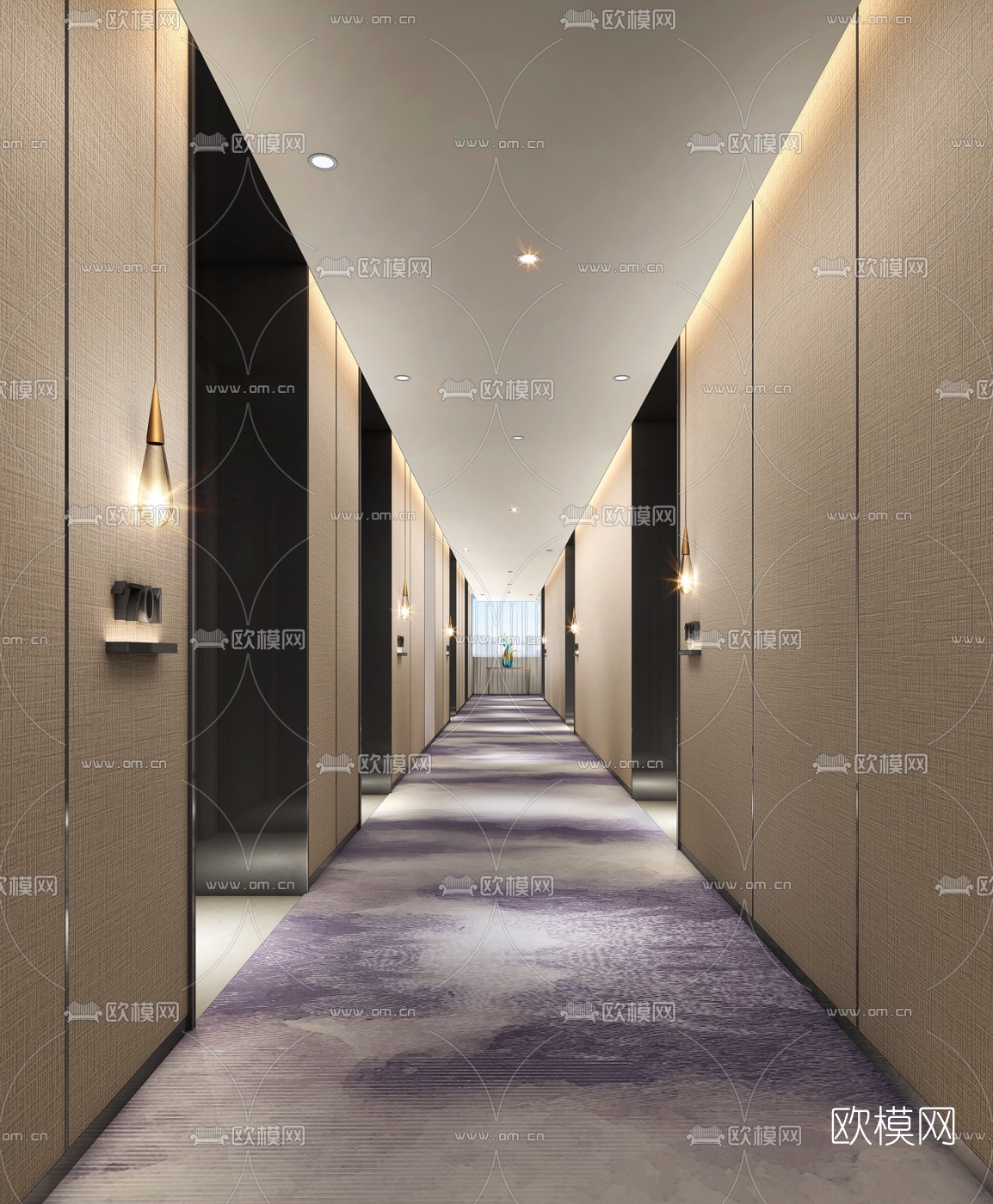 现代酒店走廊过道3d模型
