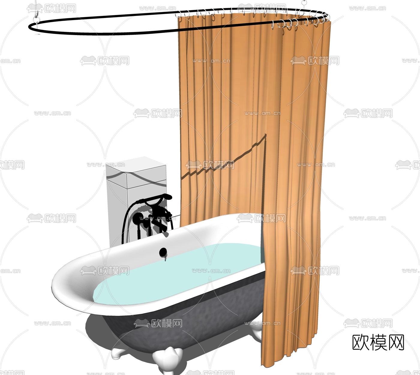 现代浴缸su模型下载