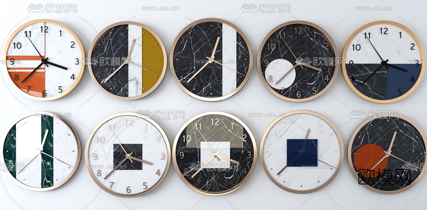 现代金属钟表3d模型下载