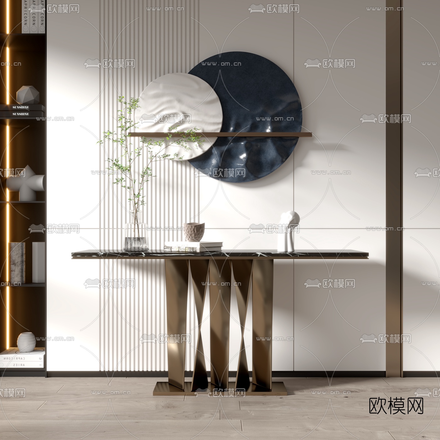 现代轻奢大理石端景条案3d模型