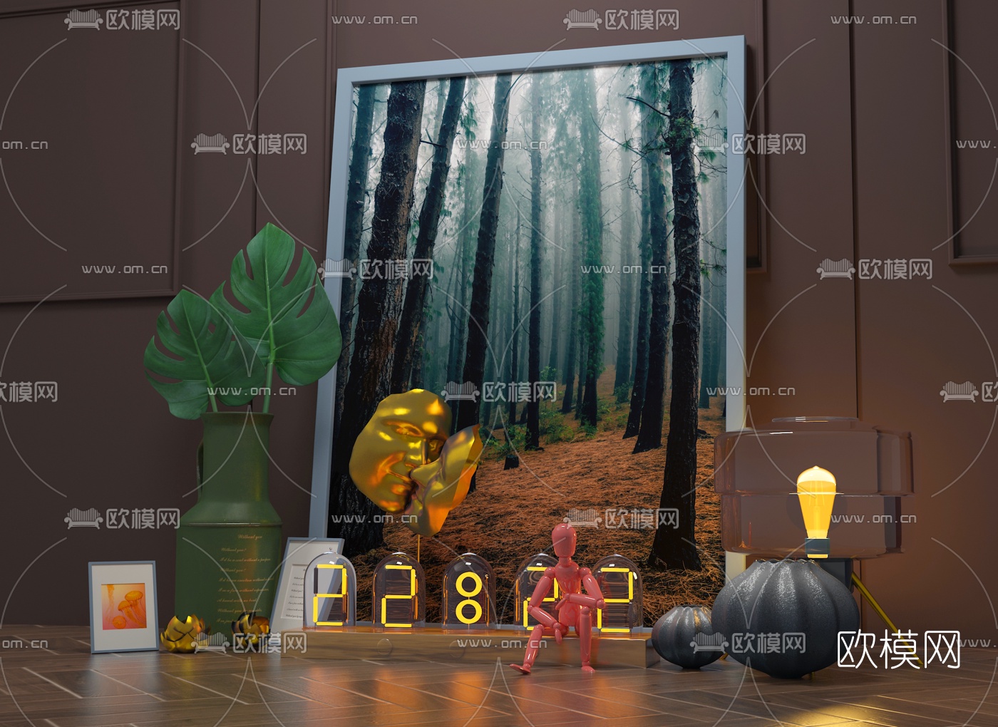 现代桌面时钟摆件3d模型