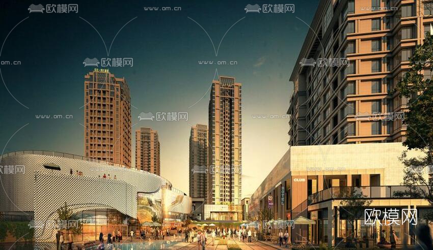 现代住宅商业区su模型下载（渲染图4）