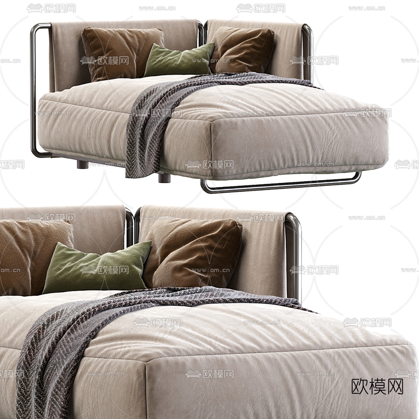 FLEXFORM 布艺贵妃椅3d模型下载（渲染图2）